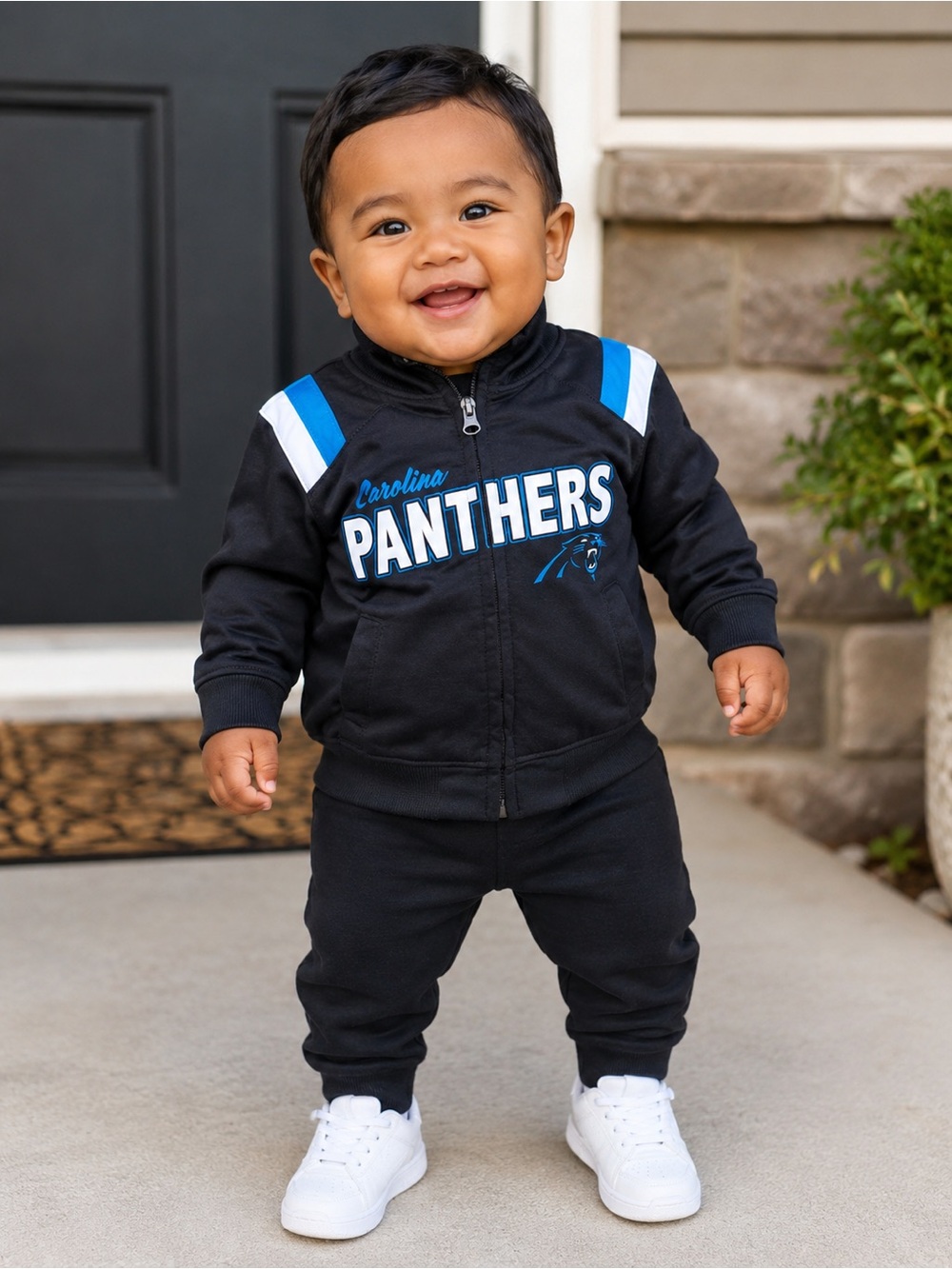 Carolina Panthers Full Zip Track Jacket Toddler 12 Months Black NFL Football